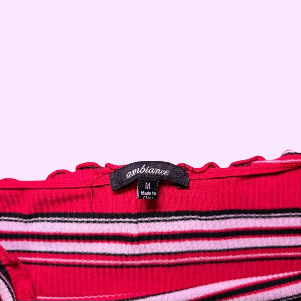 Ambiance Red and White Striped Ribbed Tube Top - Picture 2 of 2